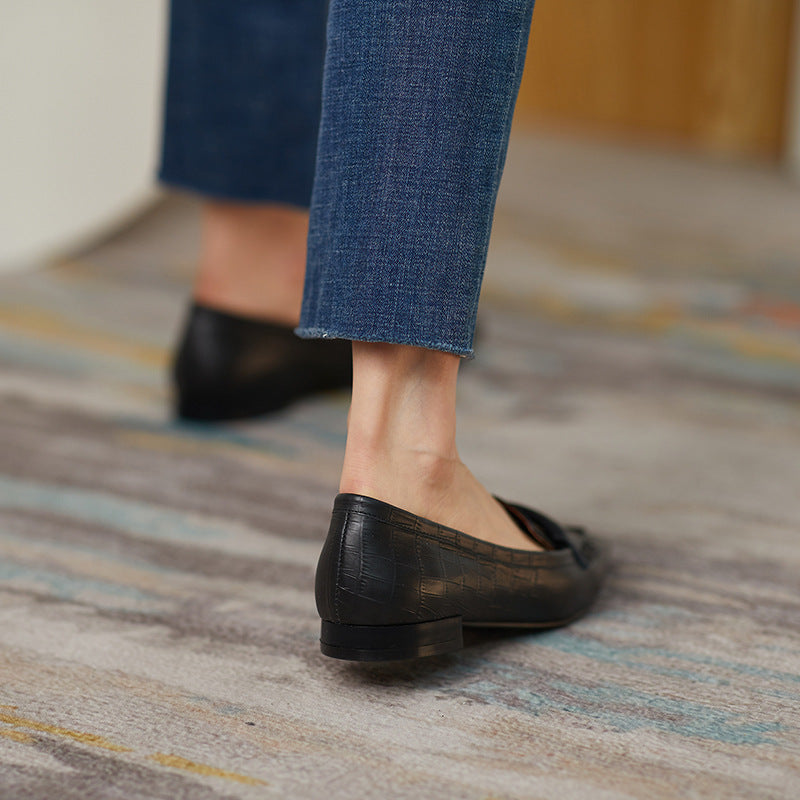 Estilo francés Retro puntiagudo zapatos de tacón plano