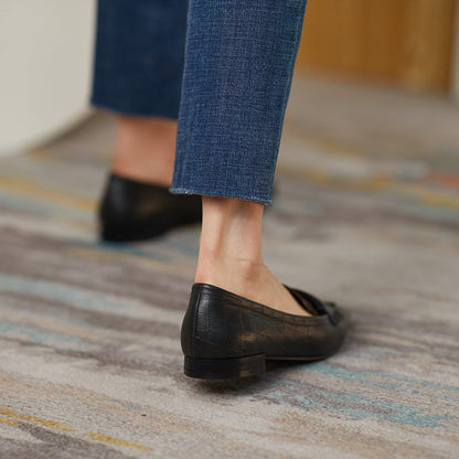 Estilo francés Retro puntiagudo zapatos de tacón plano