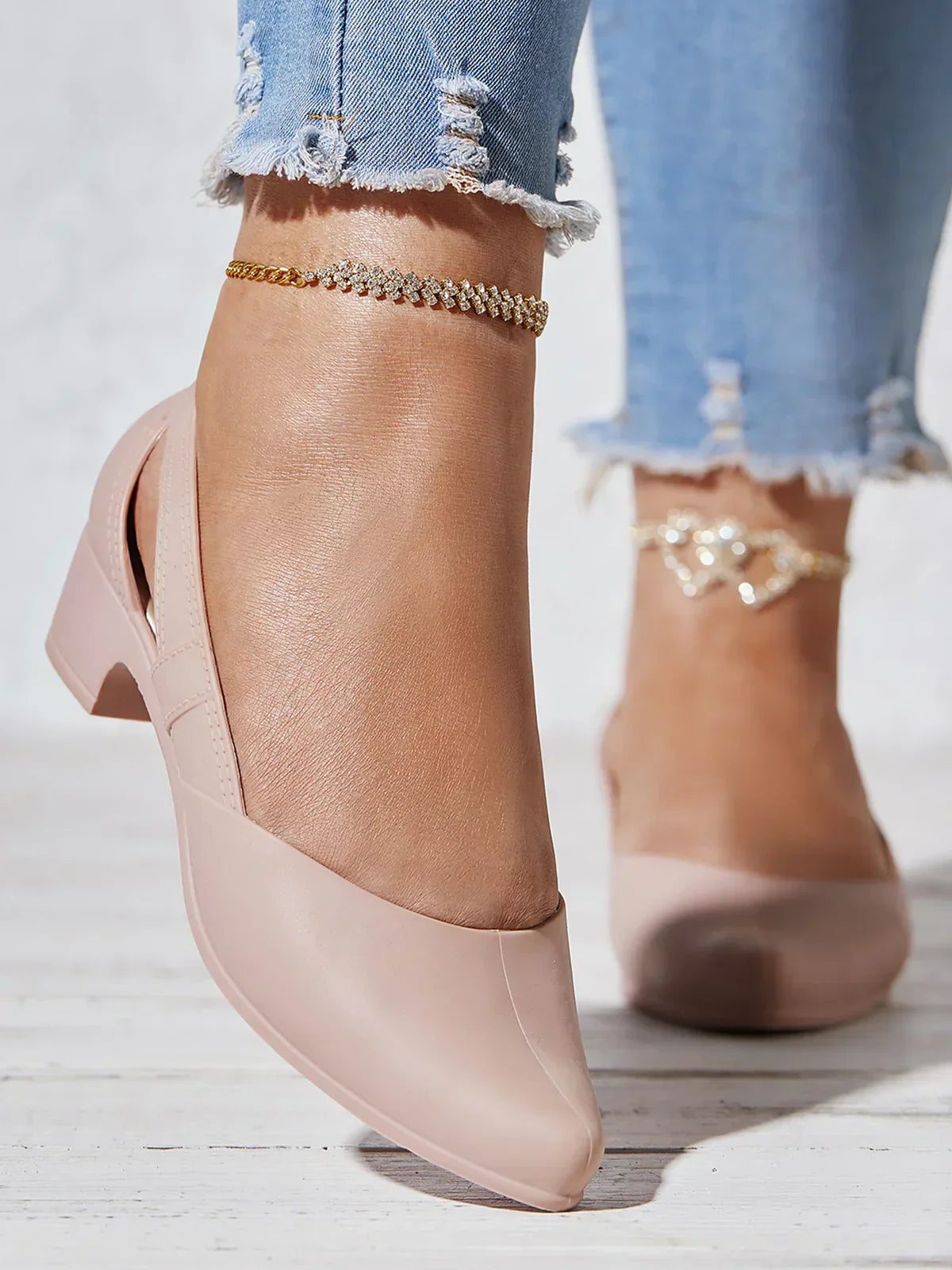 Zapatos de playa con tacón cuadrado