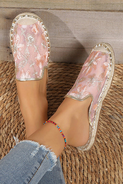 Mujeres Verano Encaje Flor Suela Plana Transpirable Slip-Ons