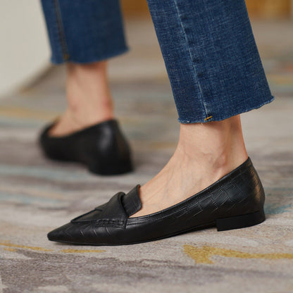 Estilo francés Retro puntiagudo zapatos de tacón plano