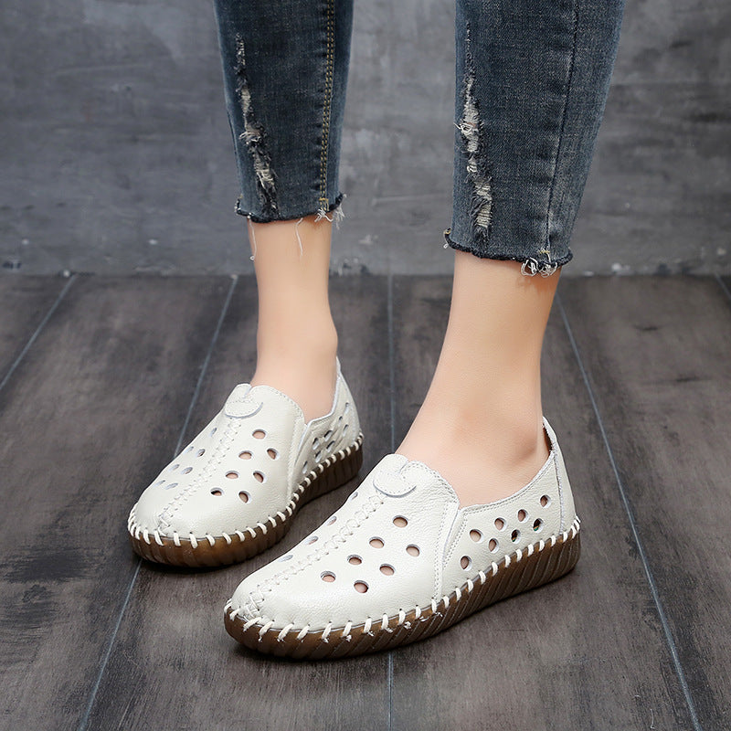 Mocasines de ballet de imitación de cuero para mujer