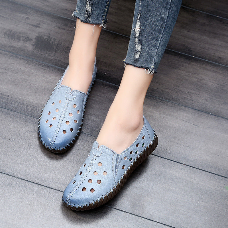 Mocasines de ballet de imitación de cuero para mujer