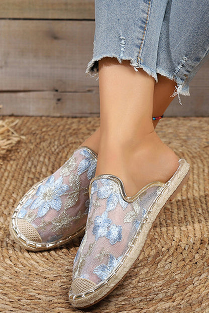 Mujeres Verano Encaje Flor Suela Plana Transpirable Slip-Ons