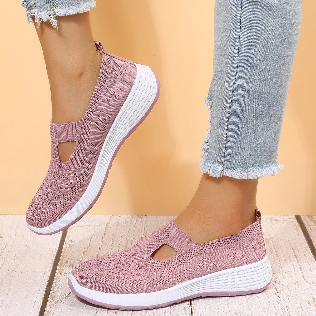 Zapatos planos de malla transpirables para mujer