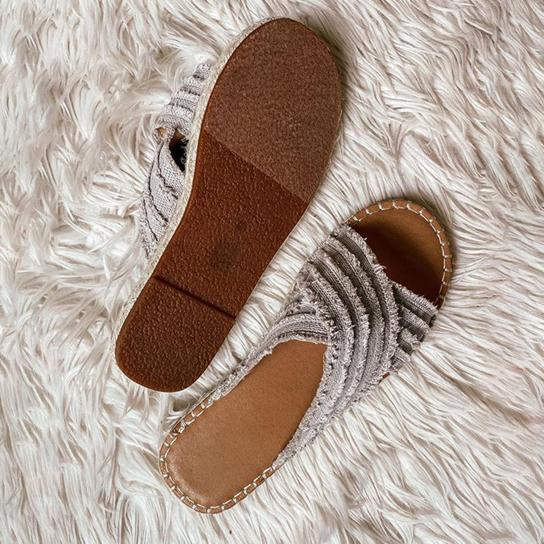 Sandalias planas de paja cruzadas de pescador Sandalias bohemias