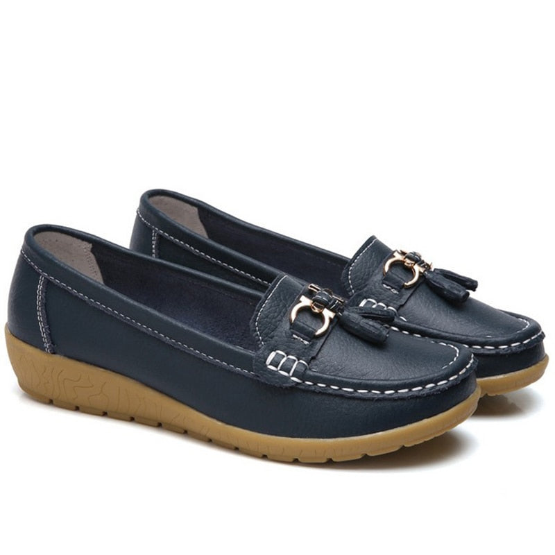 Mocasines de cuña baja para mujer