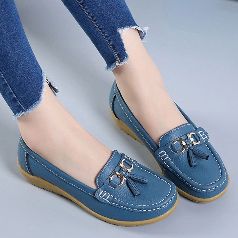Mocasines de cuña baja para mujer