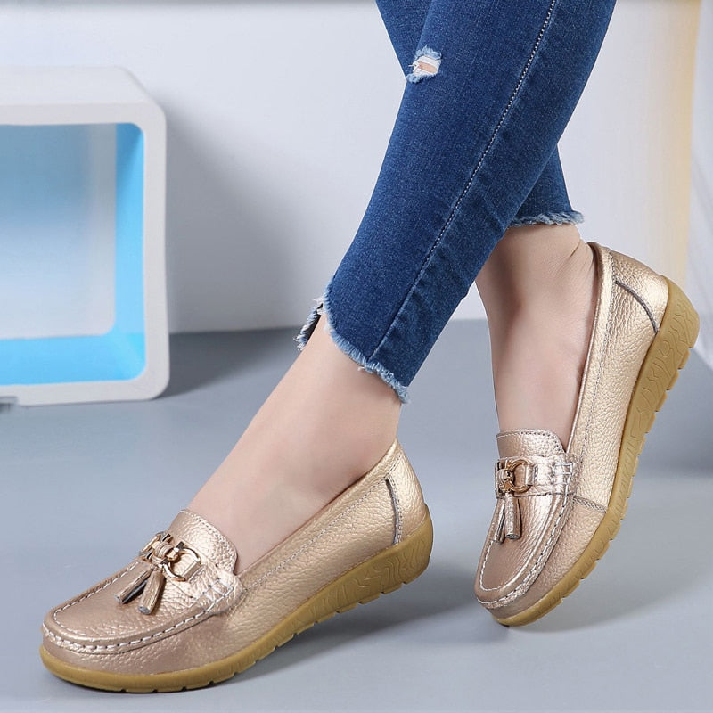 Mocasines de cuña baja para mujer