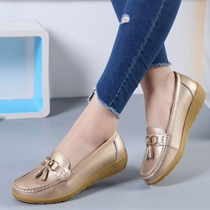 Mocasines de cuña baja para mujer