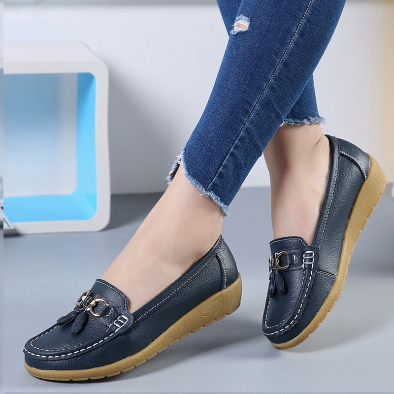 Mocasines de cuña baja para mujer