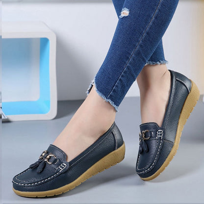 Mocasines de cuña baja para mujer