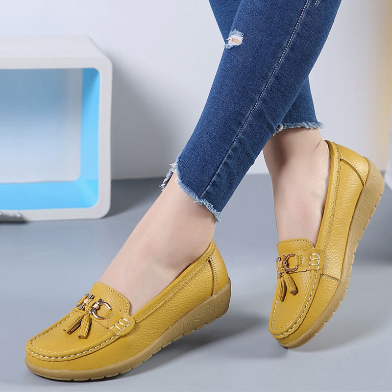 Mocasines de cuña baja para mujer