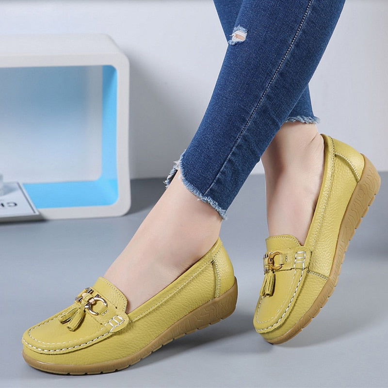 Mocasines de cuña baja para mujer