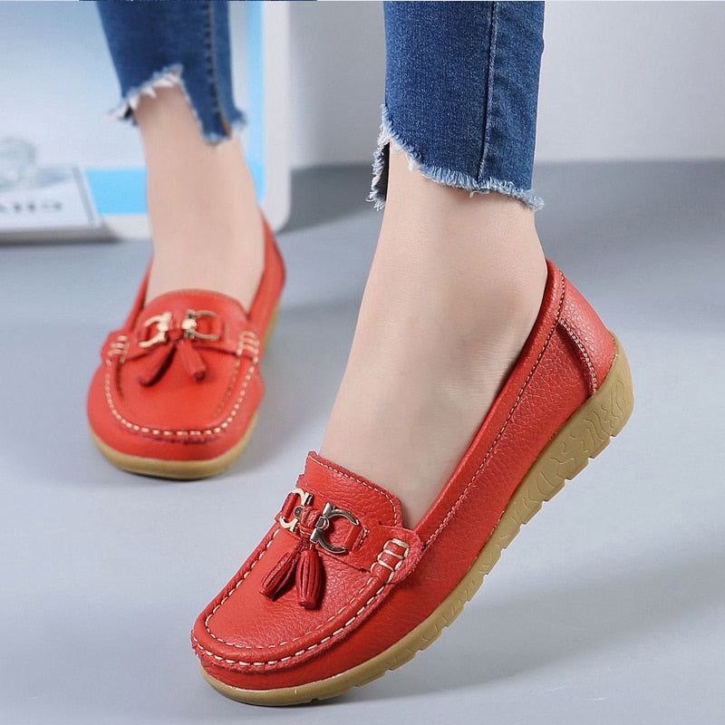 Mocasines de cuña baja para mujer