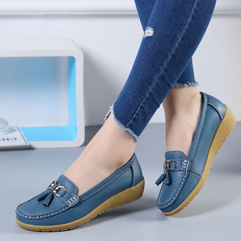 Mocasines de cuña baja para mujer