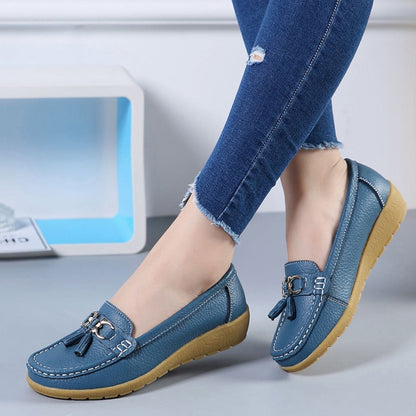 Mocasines de cuña baja para mujer