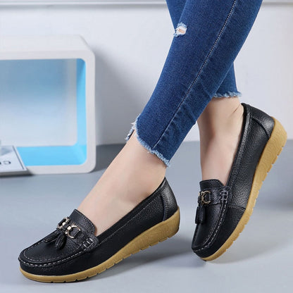 Mocasines de cuña baja para mujer