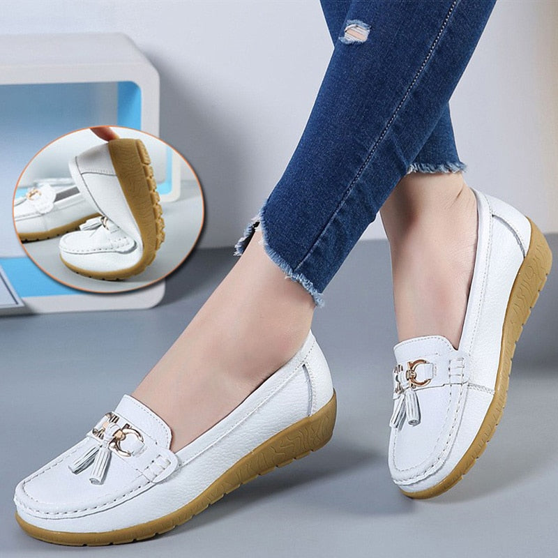 Mocasines de cuña baja para mujer