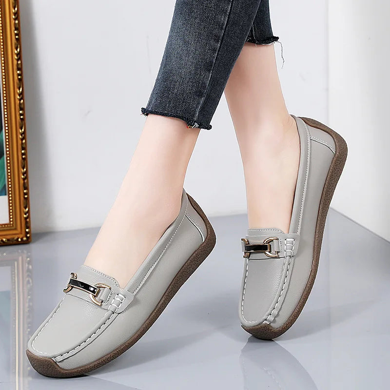 Mocasines de cuero auténtico para mujer