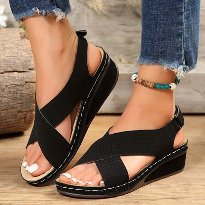 Crisscross Peep Toe Slingback Zapatos de verano