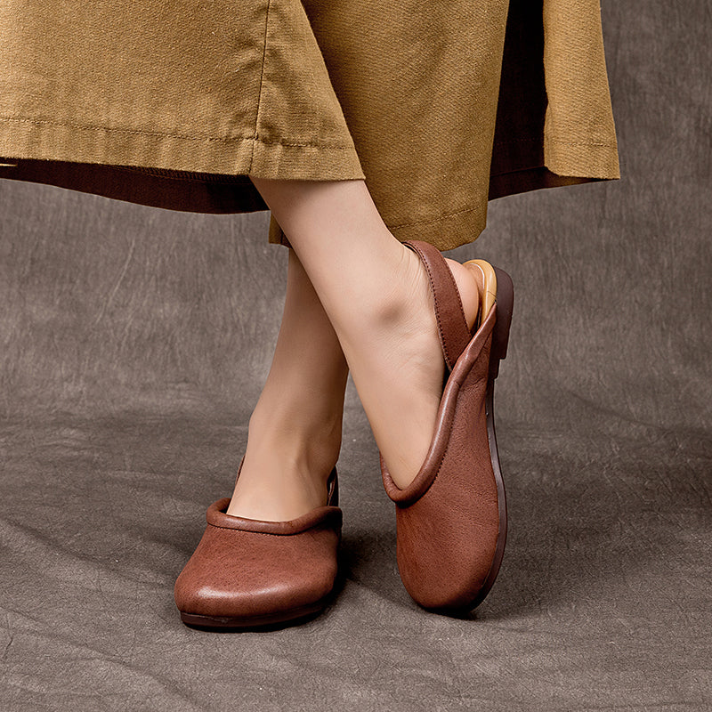 Sandalias planas de piel suave hechas a mano Slingback