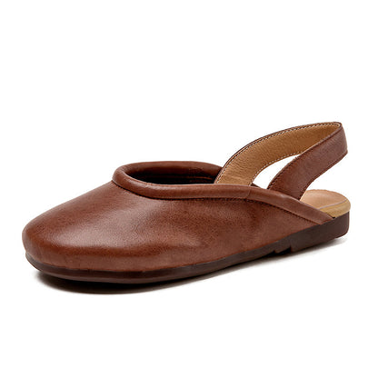 Sandalias planas de piel suave hechas a mano Slingback