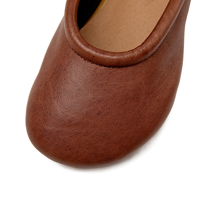 Sandalias planas de piel suave hechas a mano Slingback
