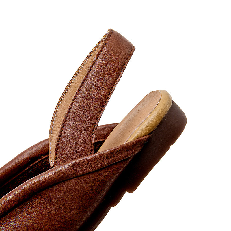 Sandalias planas de piel suave hechas a mano Slingback