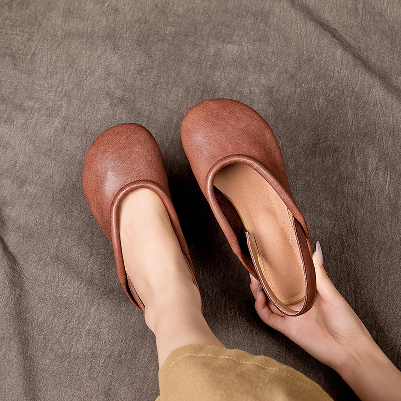 Sandalias planas de piel suave hechas a mano Slingback