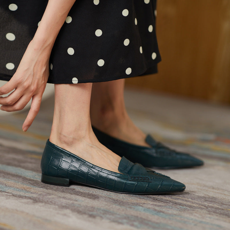Estilo francés Retro puntiagudo zapatos de tacón plano