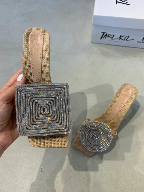 Sandalias redondas cuadradas de tacón bajo