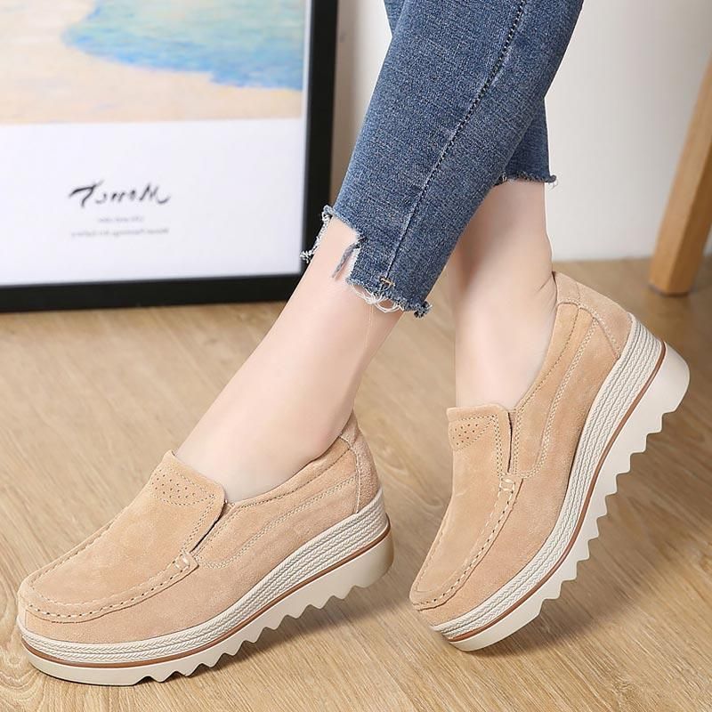 Zapatos Casual Slip On Leather Low Top Flats