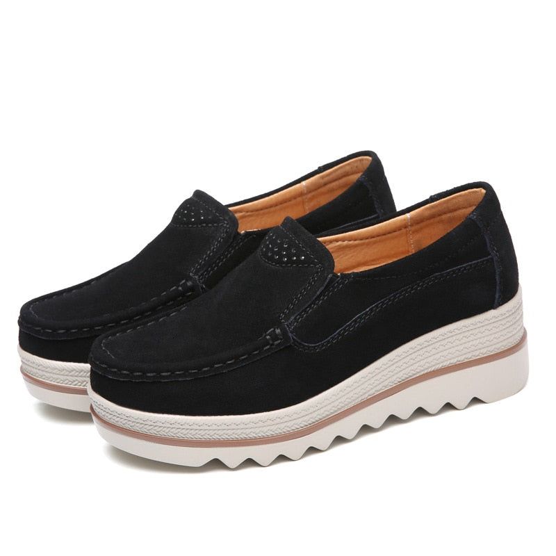 Zapatos Casual Slip On Leather Low Top Flats